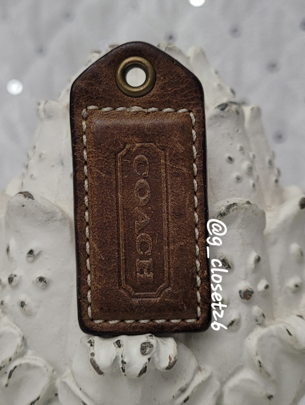 COACH Brown Leather Key Fob Tag